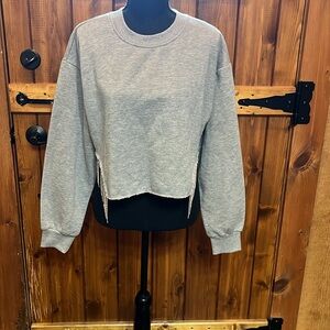 Forever 21 size medium Heather Gray athletic cropped pull over with rhinestones